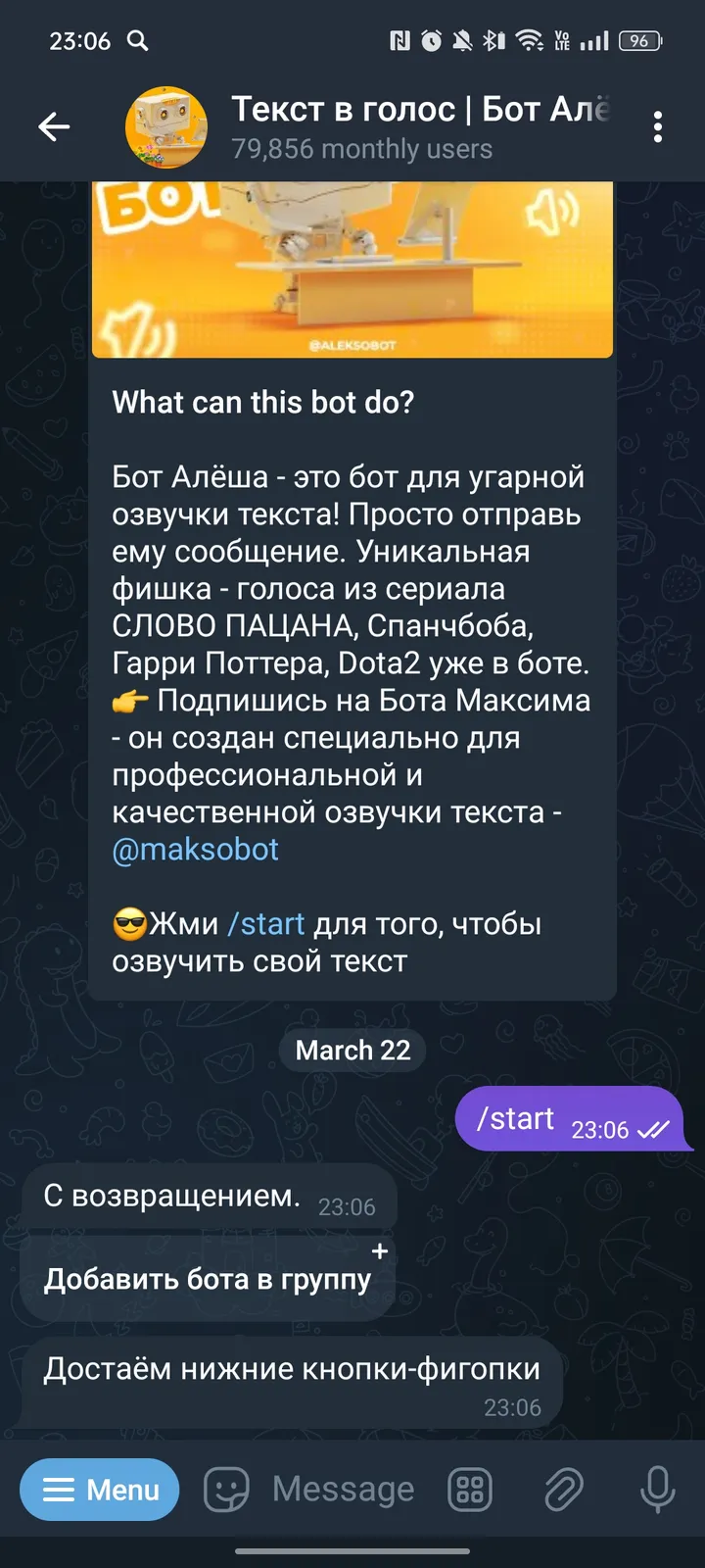 Текст в голос | Бот Алёша — Screenshot 1