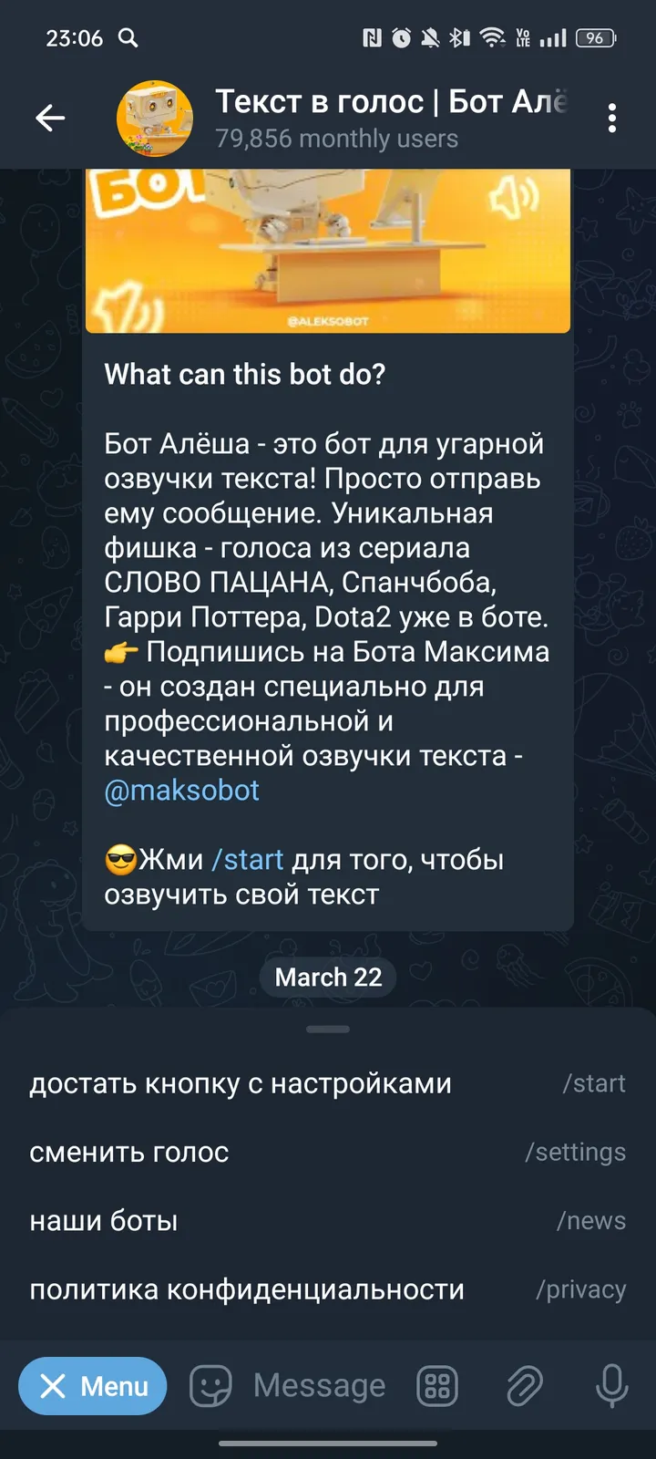 Текст в голос | Бот Алёша — Screenshot 3