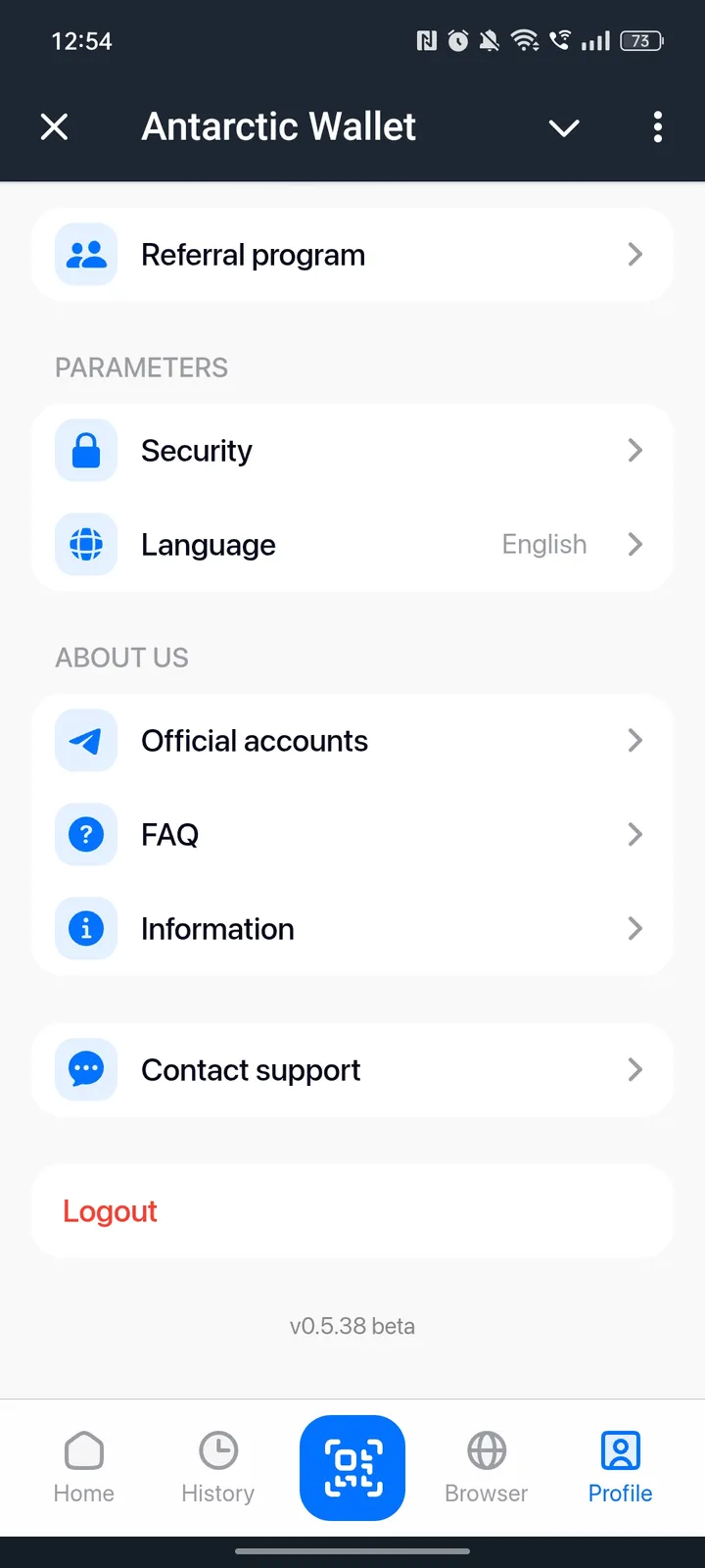 Antarctic Wallet — Screenshot 2