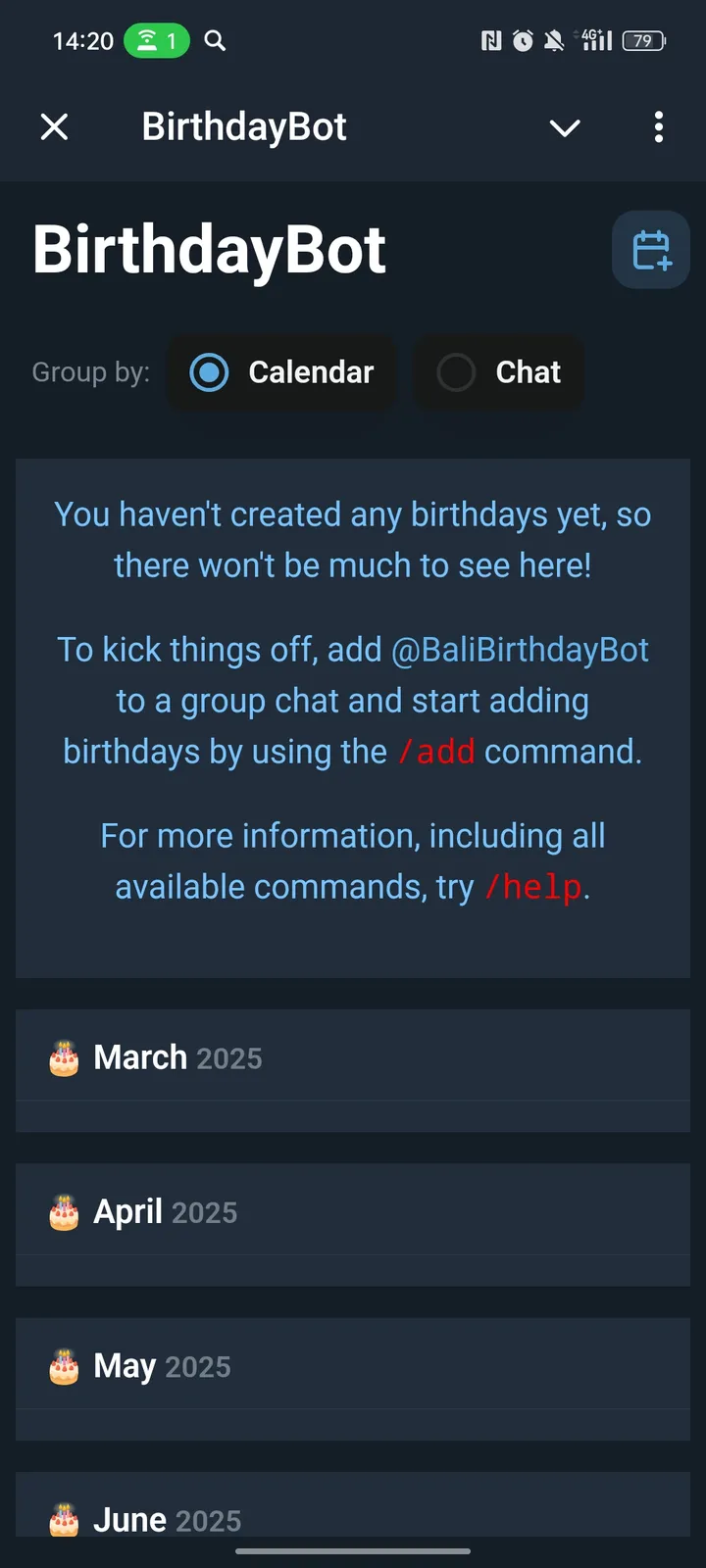 BirthdayBot — Screenshot 1