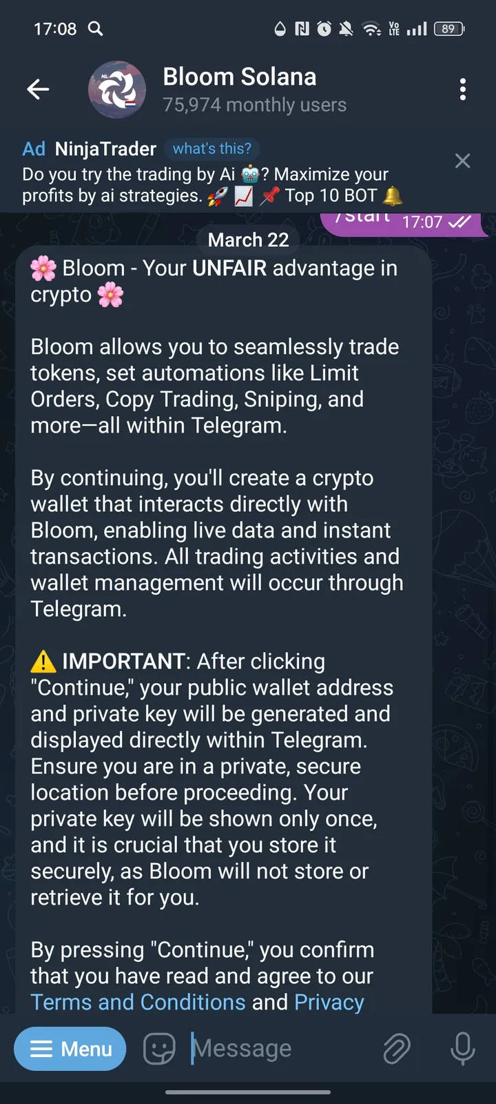 Bloom Solana — Screenshot 2