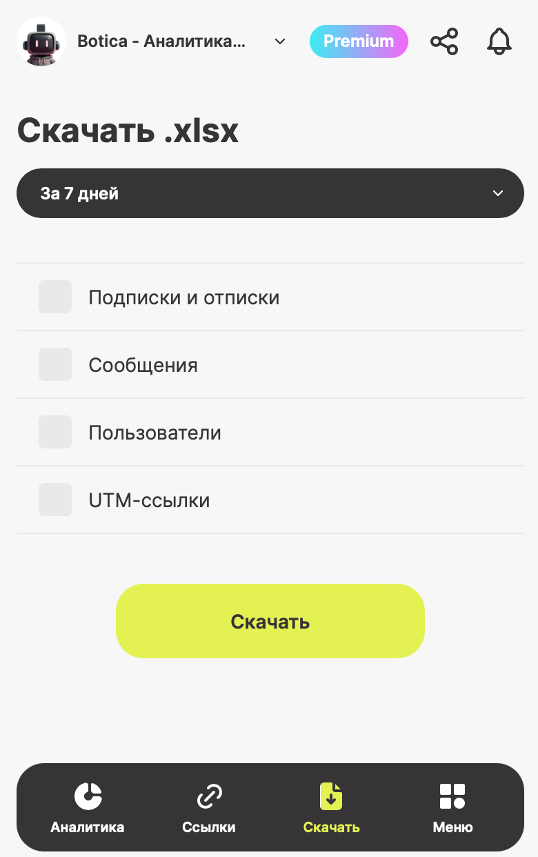 Botica — Аналитика для Telegram — Screenshot 7