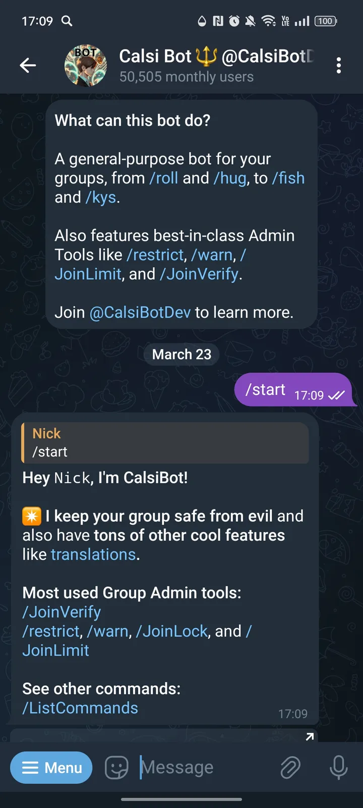 Calsi Bot 🔱 @CalsiBotDev — Screenshot 1