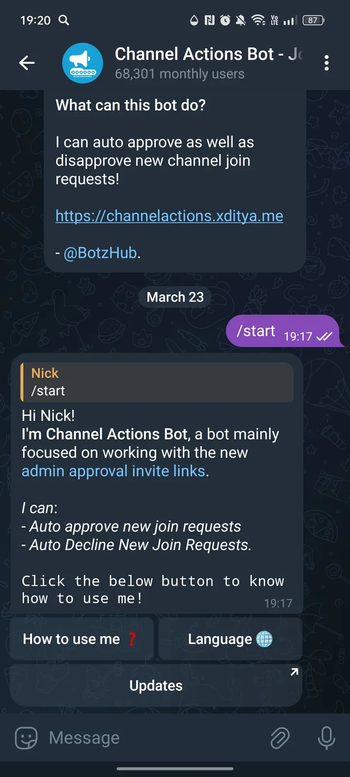 Channel Actions Bot - Join Approver (Auto Approve Join Requests) — Screenshot 2