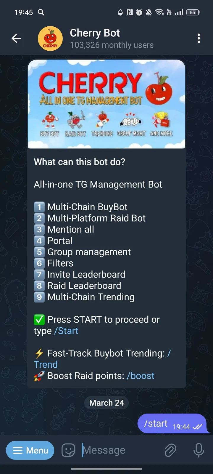 Cherry Bot — Screenshot 1