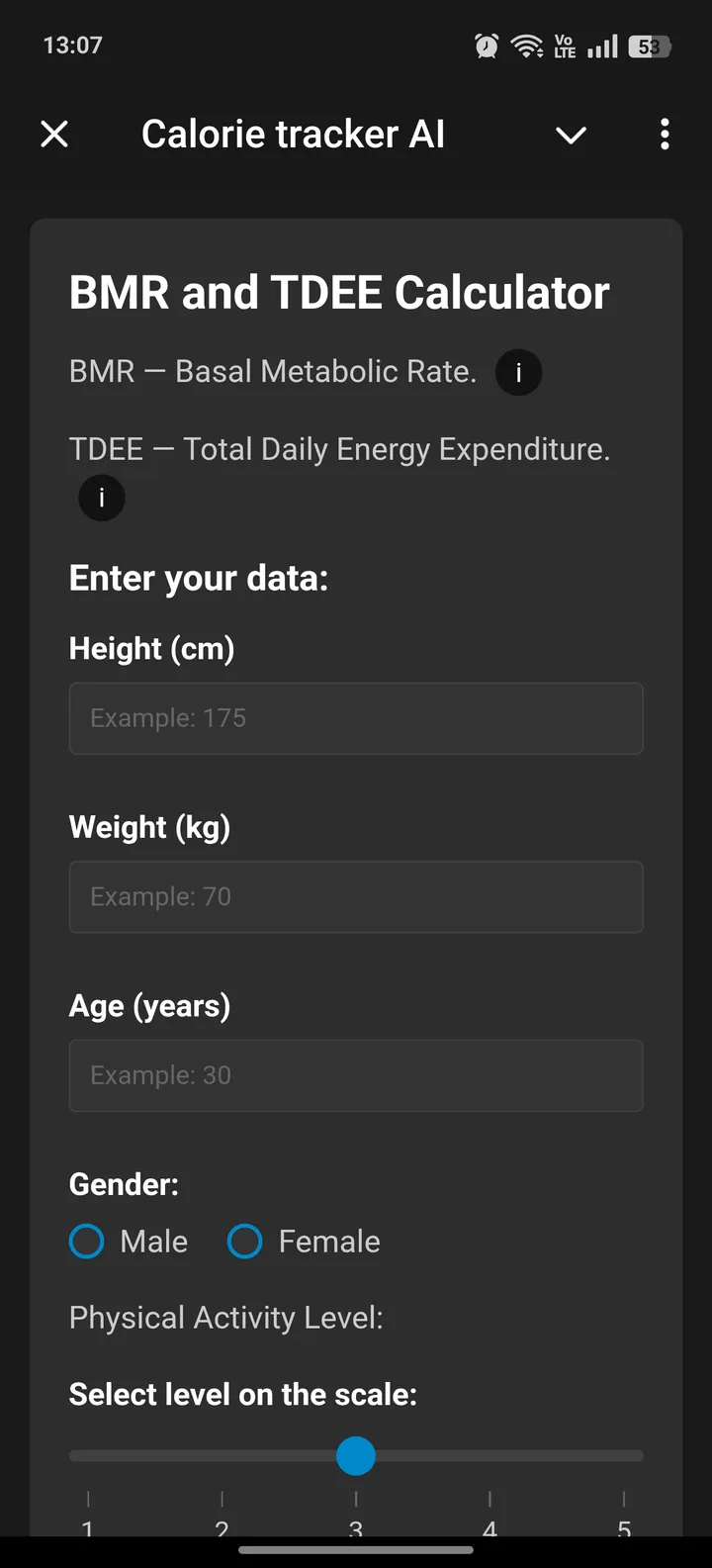 Calorie tracker AI — Screenshot 1