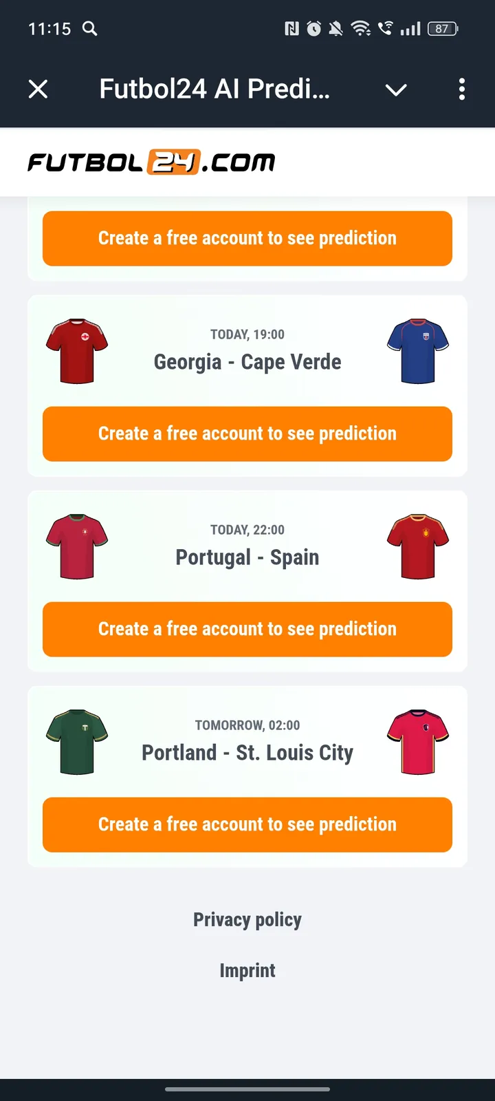 Futbol24 AI Predictions — Screenshot 3