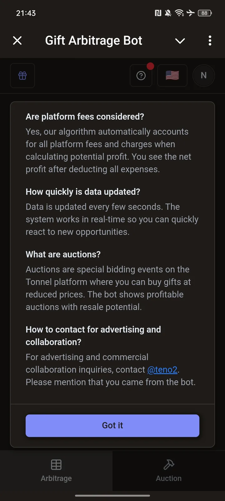 Gift Arbitrage Bot — Screenshot 4