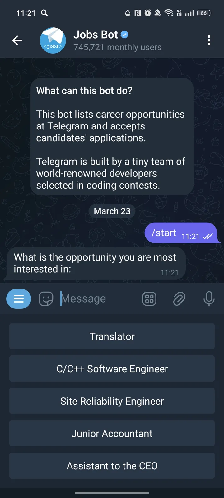 Jobs Bot — Screenshot 2
