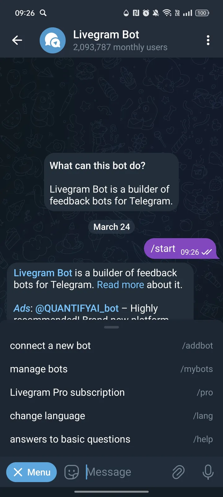 Livegram Bot — Screenshot 2