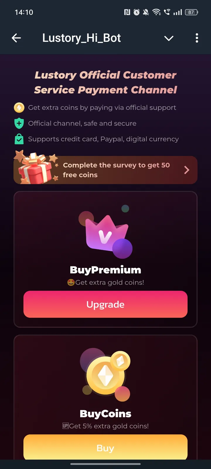 Lustory_Hi_Bot — Screenshot 1