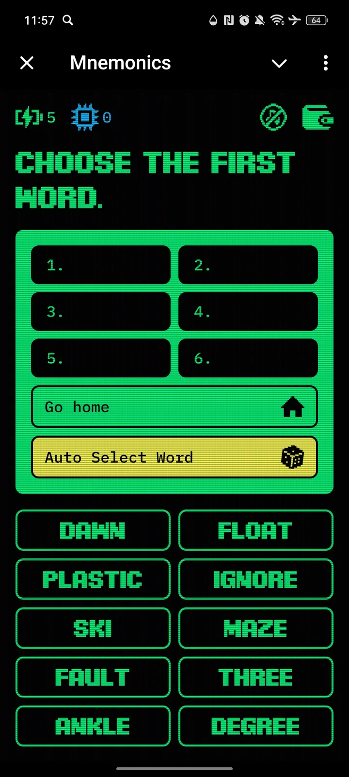 Mnemonics — Screenshot 2