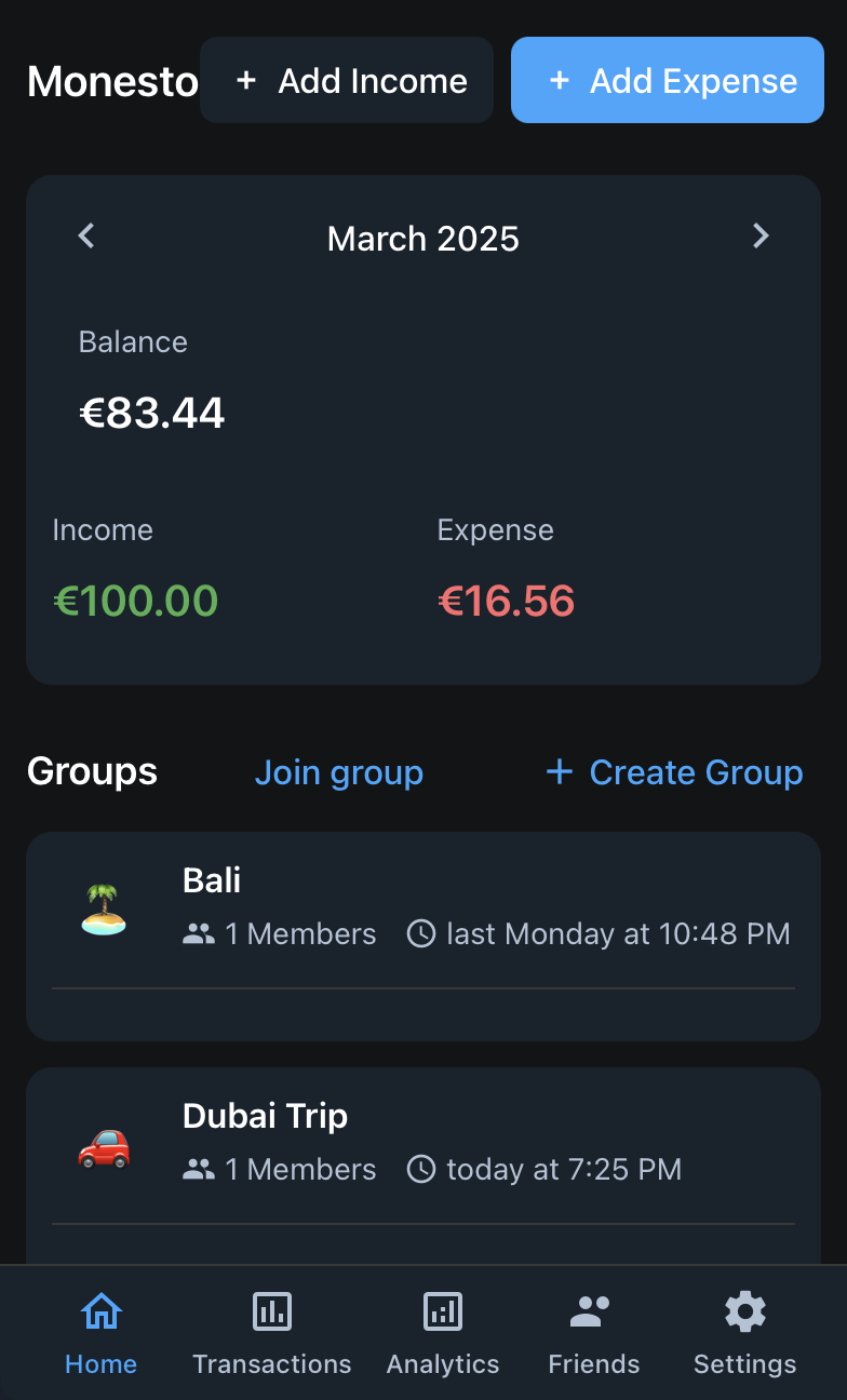 Monesto: personal and group expense tracker — Screenshot 4