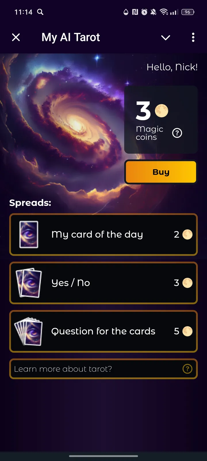 My AI Tarot — Screenshot 1