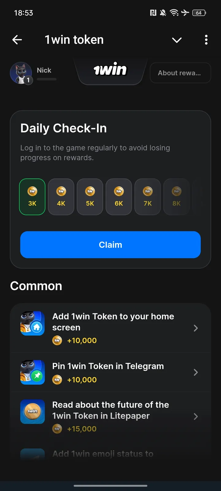 1win token — Screenshot 2