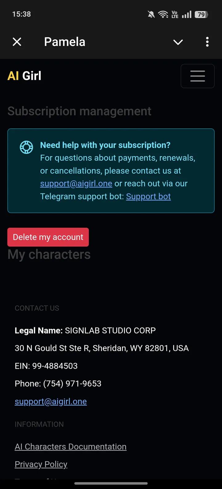 Pamela — Screenshot 3