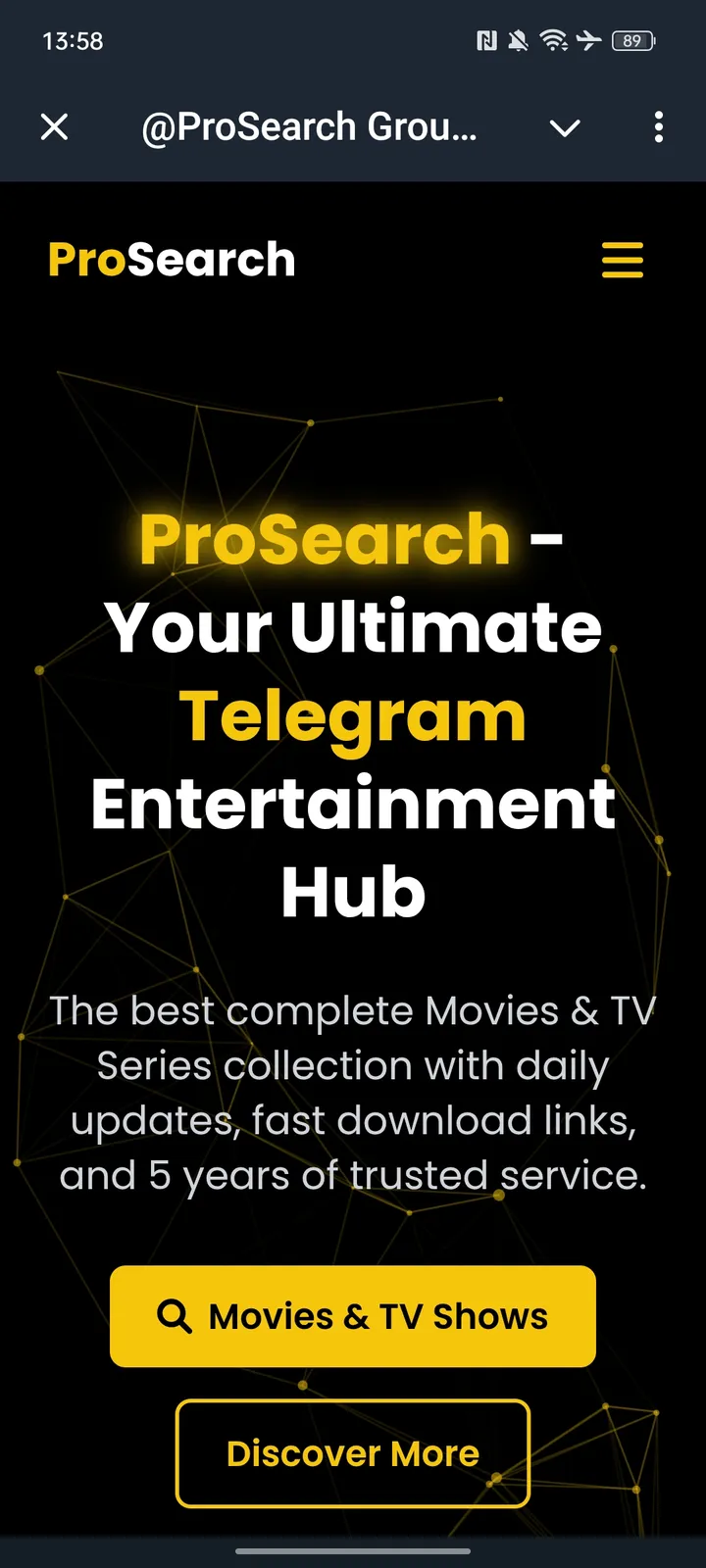 @ProSearch Group Bot ✅ — Screenshot 1