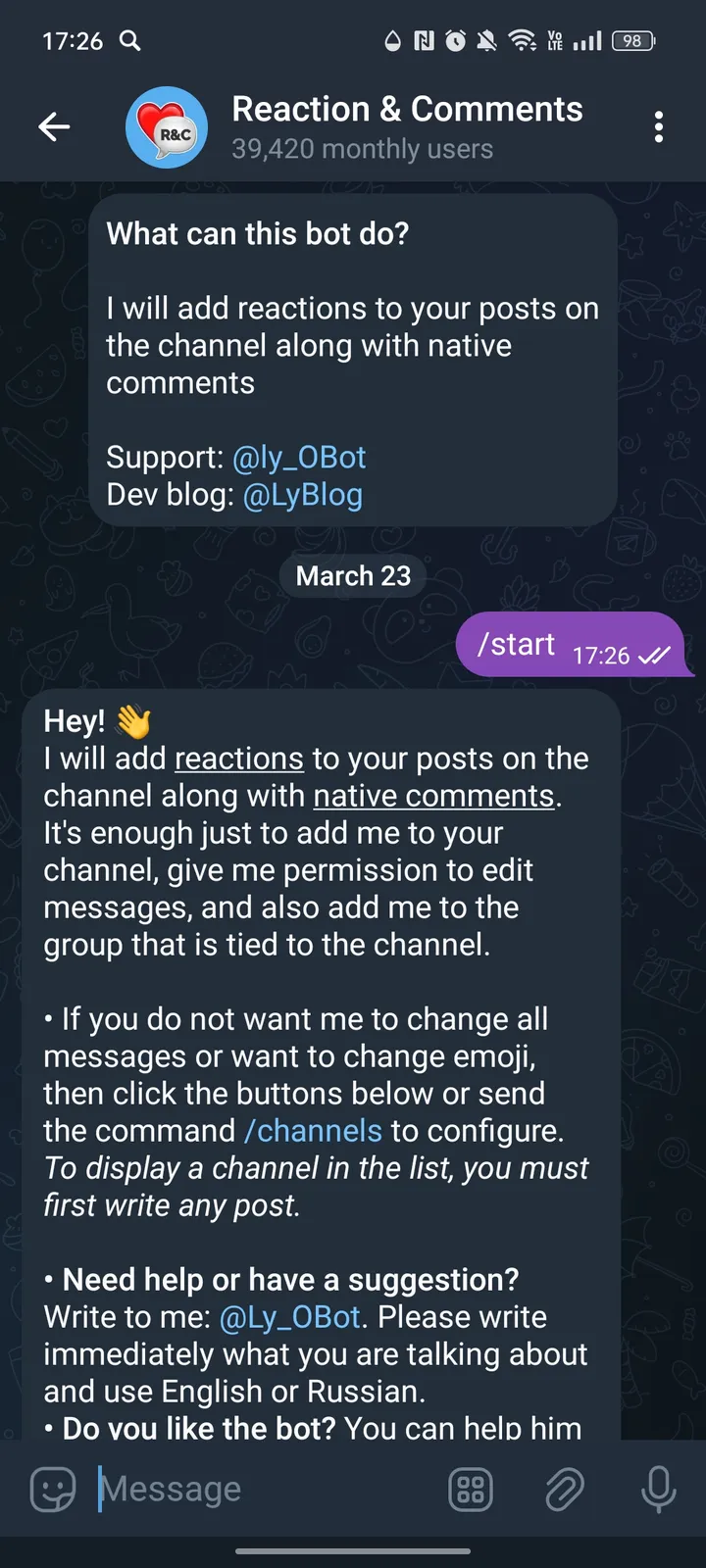 Reaction & Comments — Screenshot 1