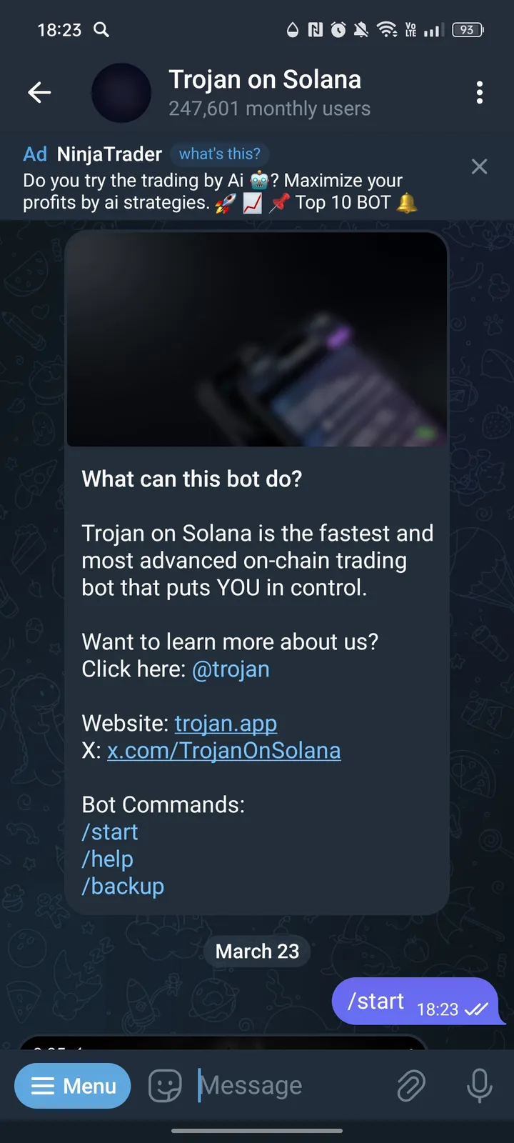 Trojan on Solana — Screenshot 1