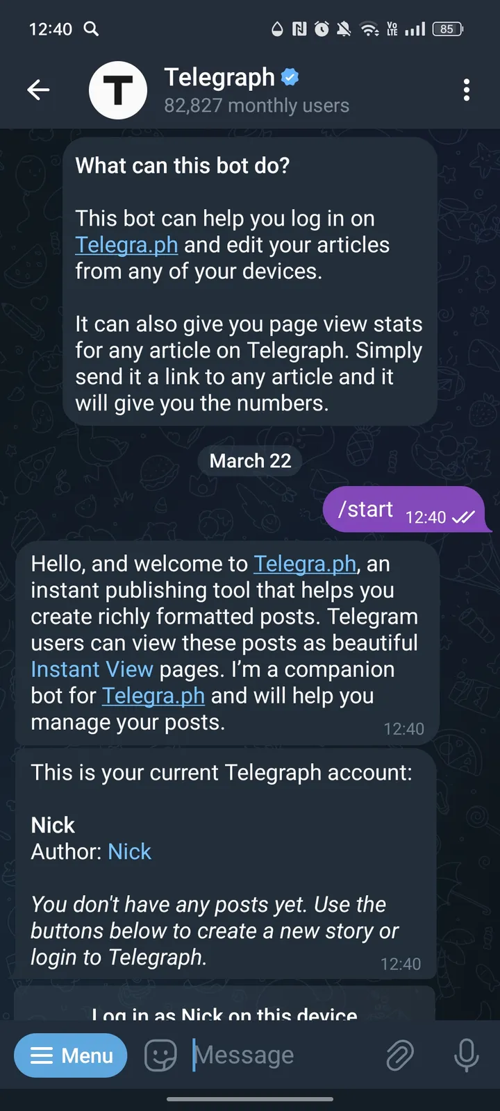 Telegraph — Screenshot 1