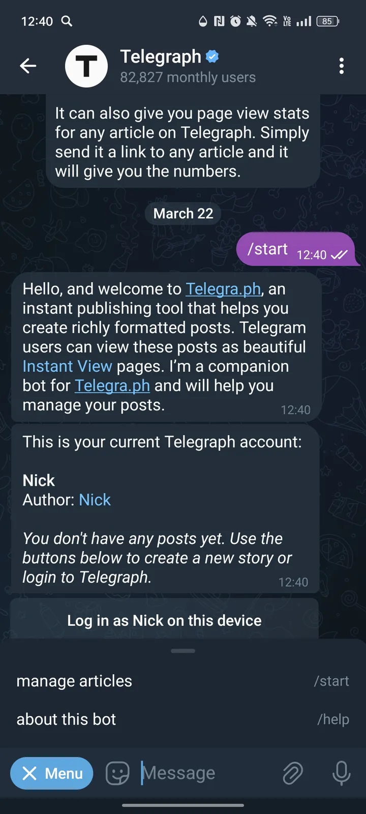 Telegraph — Screenshot 3