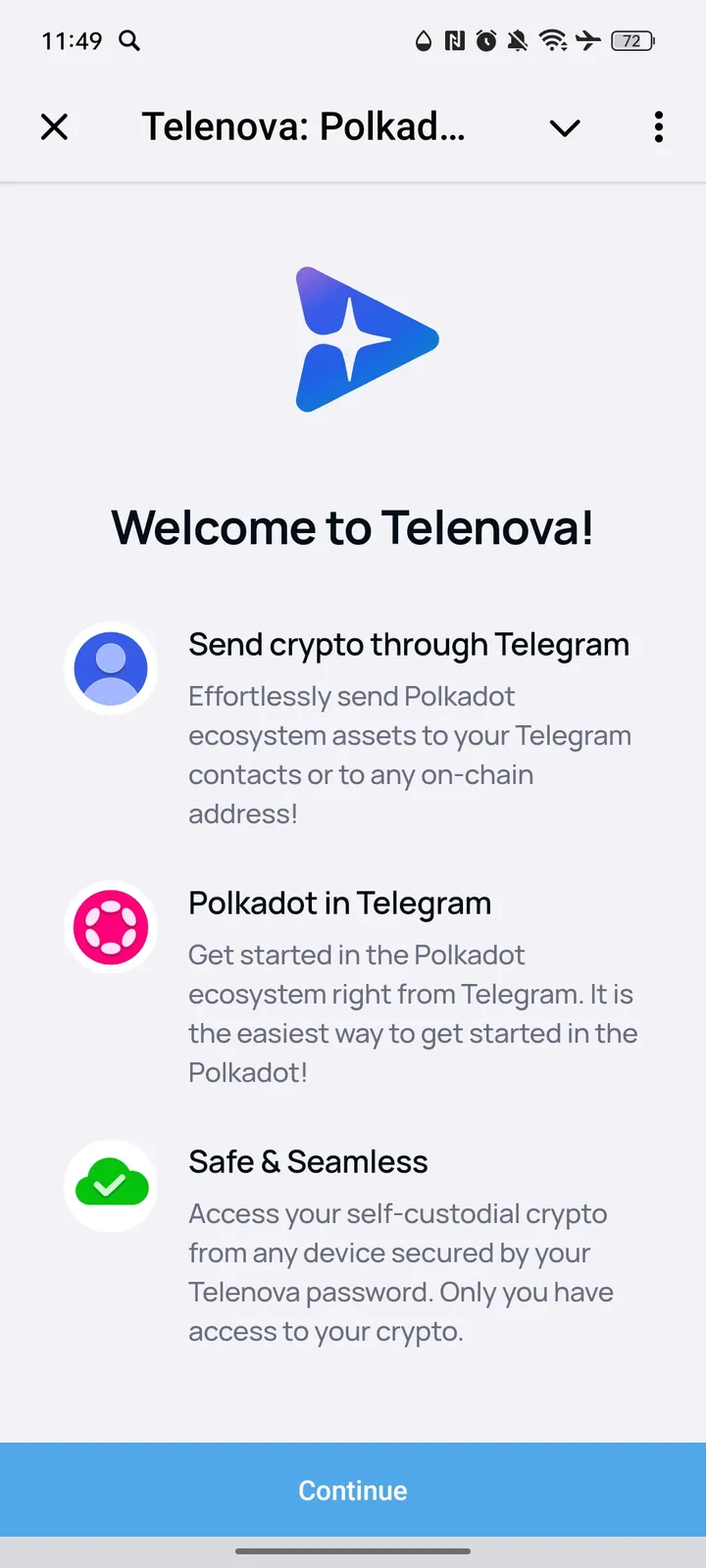 Telenova: Polkadot Wallet — Screenshot 1