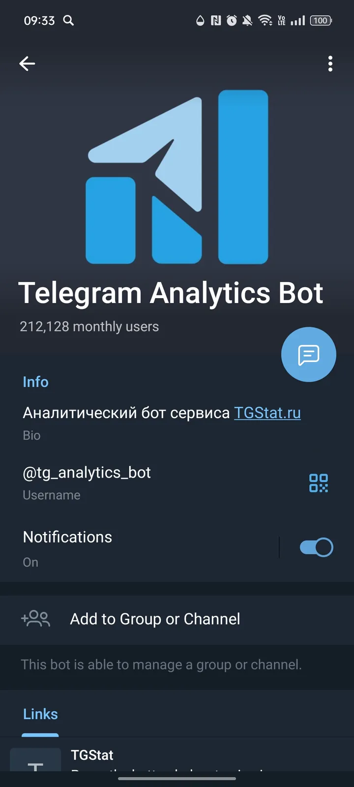 Telegram Analytics Bot — Screenshot 4