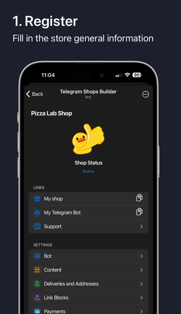 Telegram Shops Builder — Screenshot 3