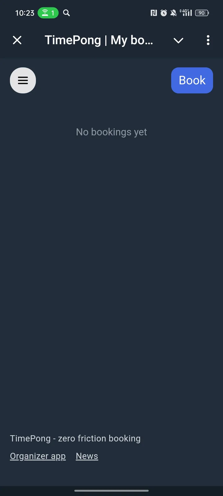 TimePong | My bookings — Screenshot 1