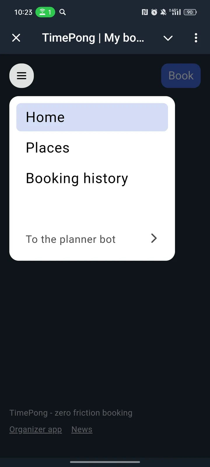 TimePong | My bookings — Screenshot 2