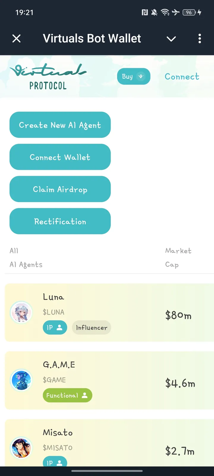 Virtuals Bot Wallet — Screenshot 1