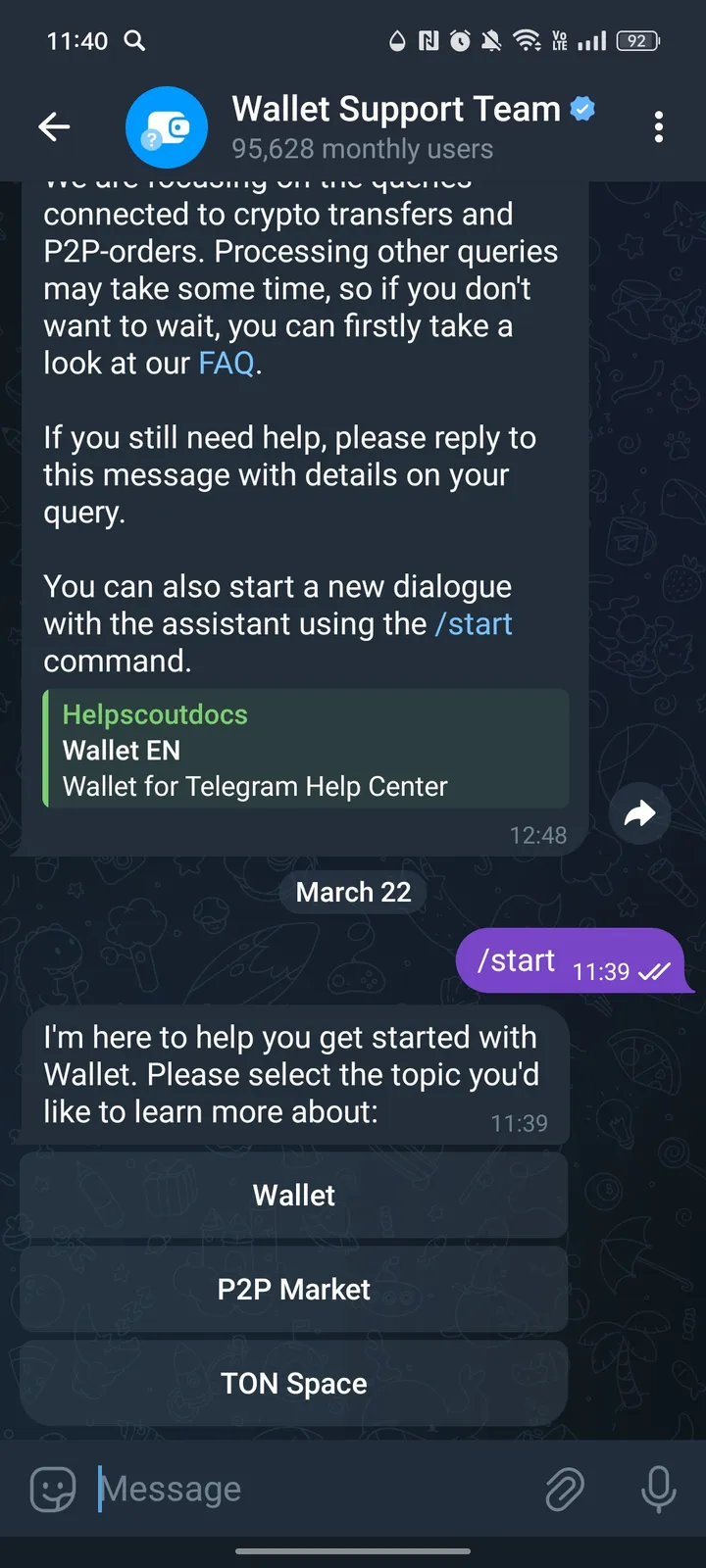 Wallet Support Team — Screenshot 2