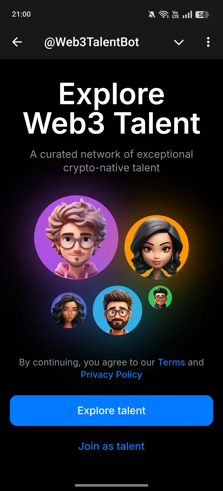 @Web3TalentBot — Screenshot 1