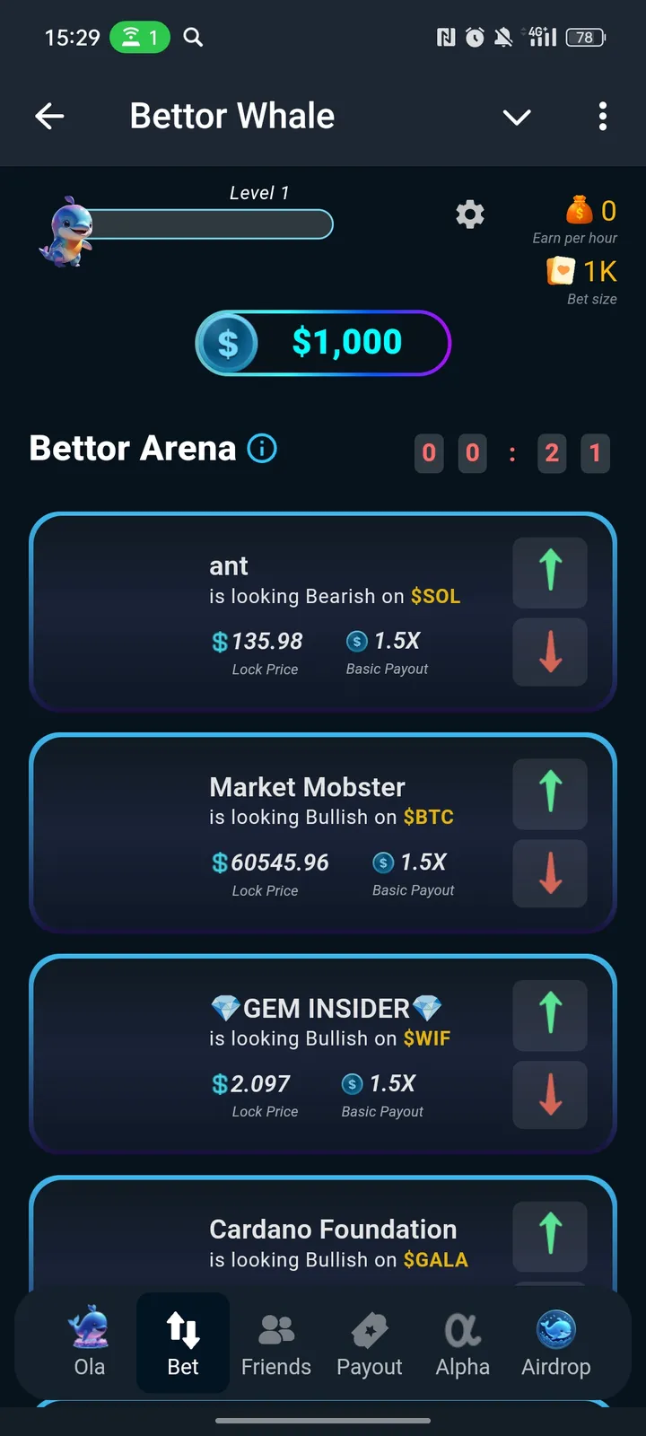 Bettor Whale — Screenshot 2