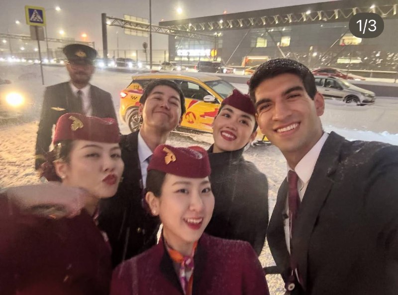 «Добро пожаловать в Россию»: экипаж Qatar Airways показал, как радуется снегу...