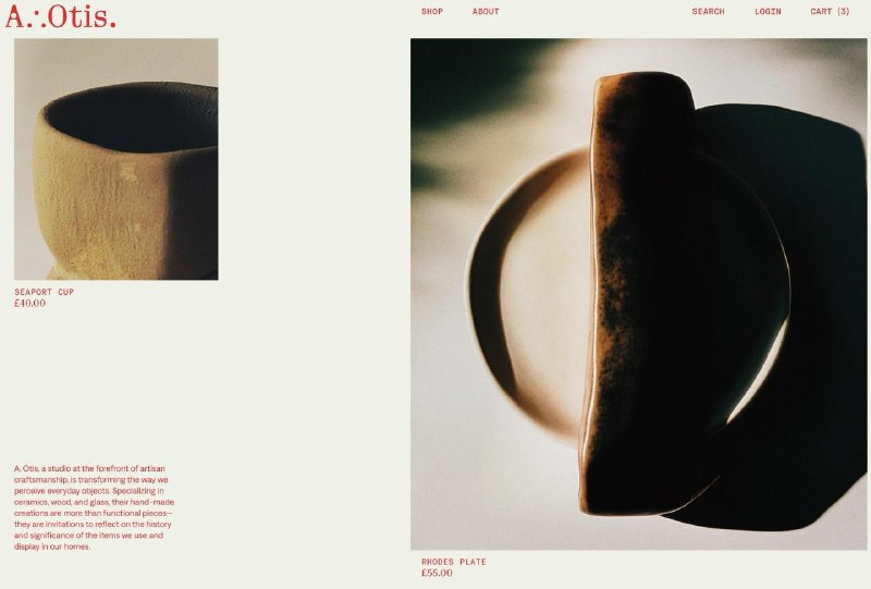 Фирменный стиль компании A.Otis, которая создаёт необычную посуду  Минималист...