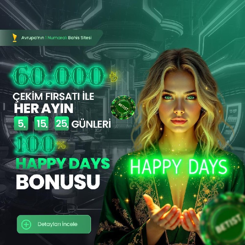 HAPPY DAYS BONUSU AKTİF      Minimum 100₺  Maksimum 3000₺ Yatırımınıza Özel %...