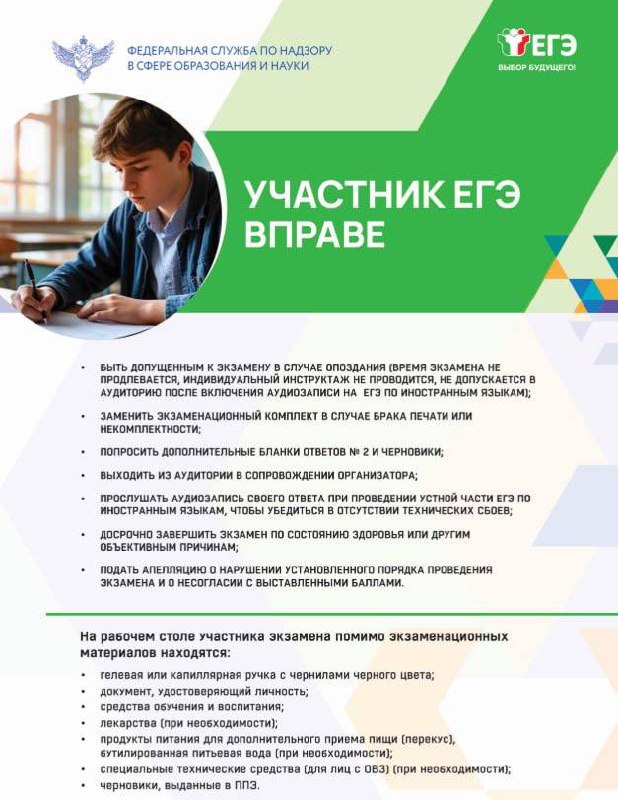 Для участников ЕГЭ Рособрнадзор подготовил целый набор информационных плакато...