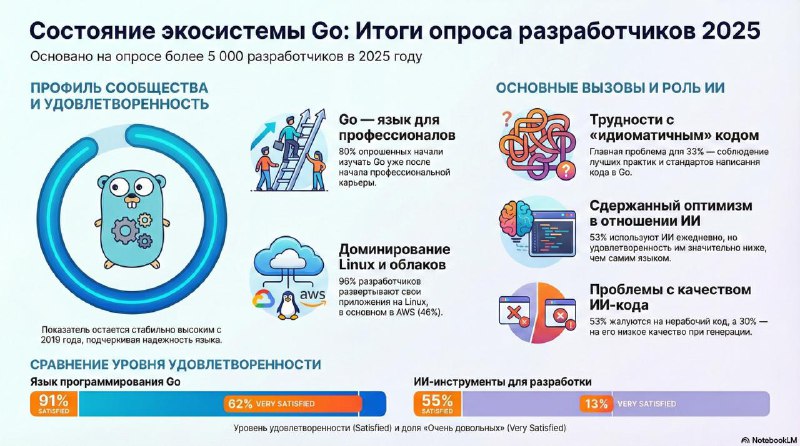 Go Developer Survey 2025 - главные выводы  Команда Go опубликовала результаты...