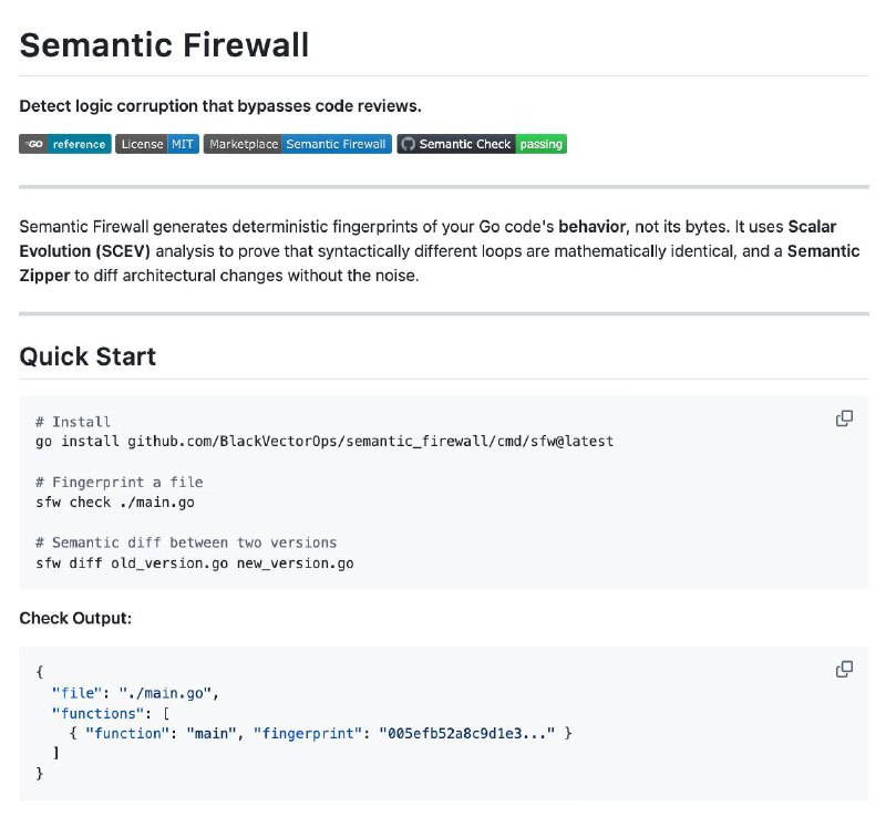 semantic_firewall: инструмент для “семантической” проверки кода на Go  Это op...