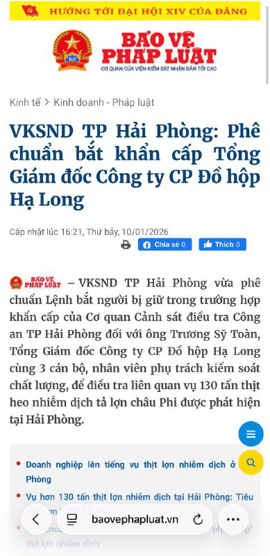 Bắt khẩn cấp Tổng giám đốc Công ty Đồ hộp Hạ Long