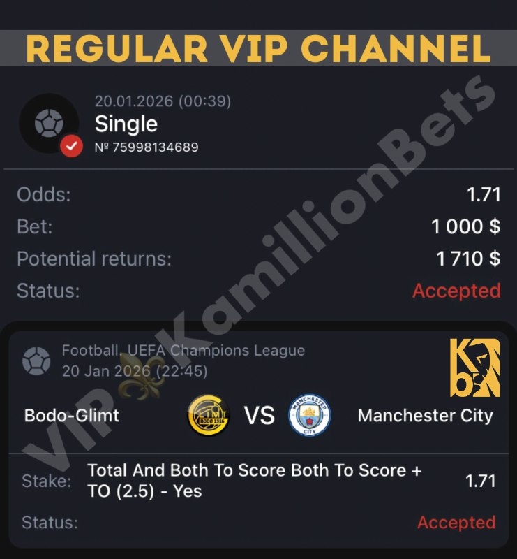 Football. UEFA Champions League Bodo-Glimt - Manchester City Both teams to sc...