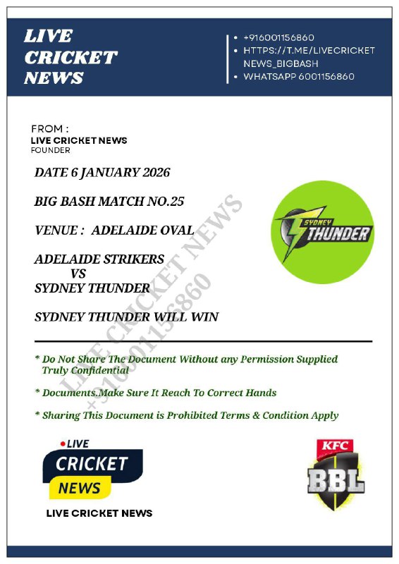 BIGBASH 25th MATCH :: (VIP PREMIUM)  VIP PREMIUM MATCH RESULTS - BOOKSET PASS...