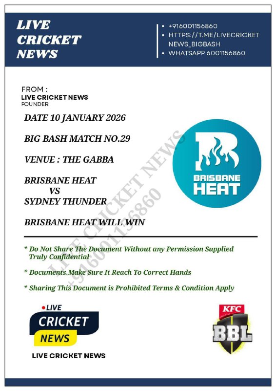 WELCOME TO THE CRICKET NEWS  MATCH NO. 29 :: BIG BASH LEAGUE - :: ( VIP MATCH...