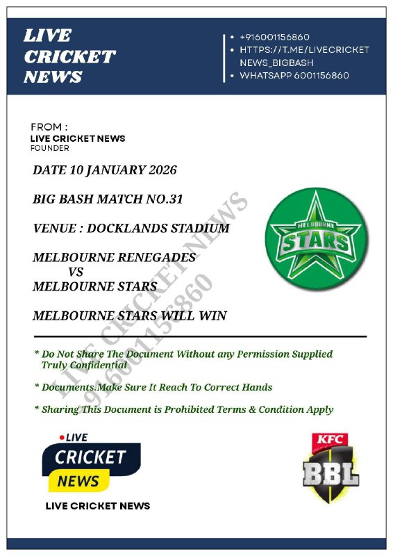 BIGBASH 30th MATCH :: (VIP PREMIUM)  VIP PREMIUM MATCH RESULTS - PASS     MEL...