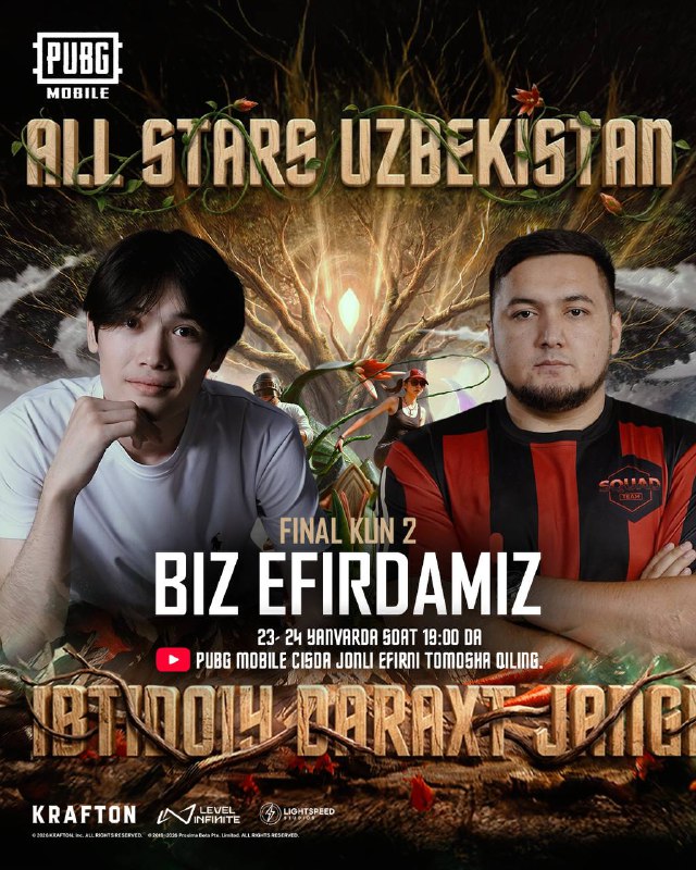 PUBG MOBILE ALL STARS: Ibtidoiy Daraxt Jangi    Hal qiluvchi uchrashuvlar tez...