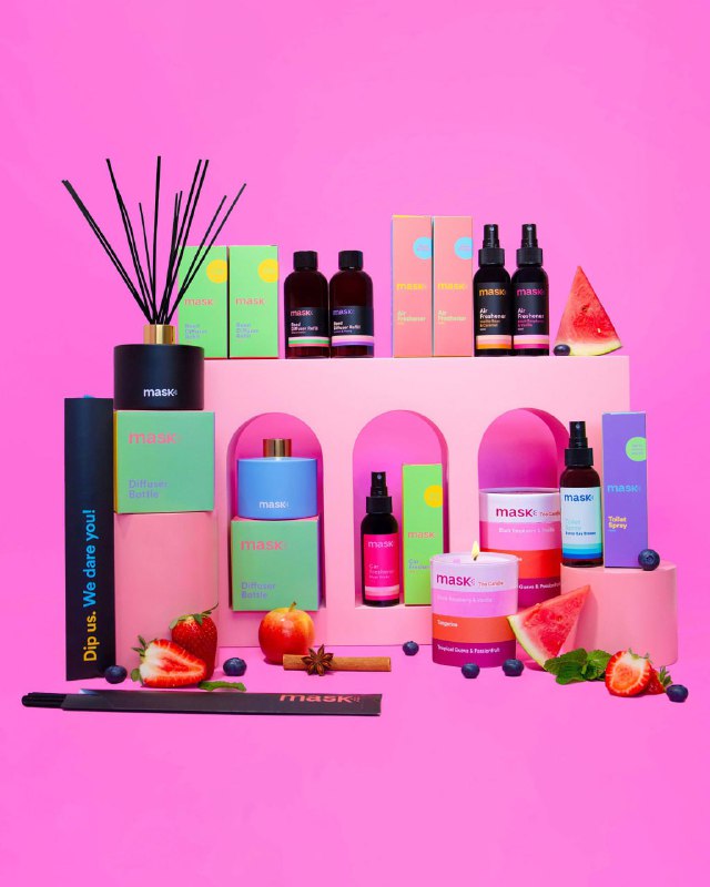Яркая айдентика для парфюмерного бренда Mask. Автор — Jo Cutri Studio.
