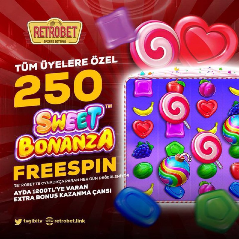 Tüm Üyelere 250₺        Freespin #Retrobet'ten !    Her Spin  ₺   500 TL yatı...
