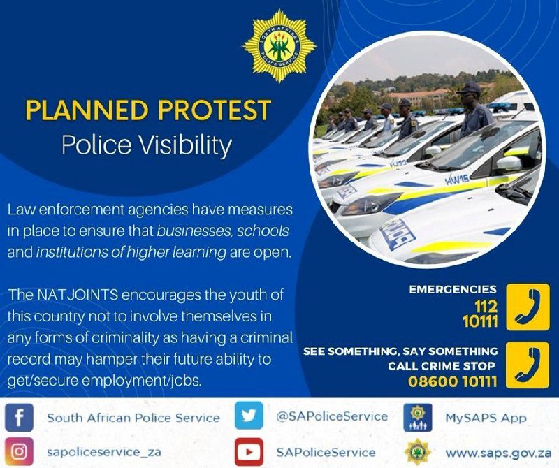 #sapsHQ Law enforcement officers will be out in their numbers to protect all ...