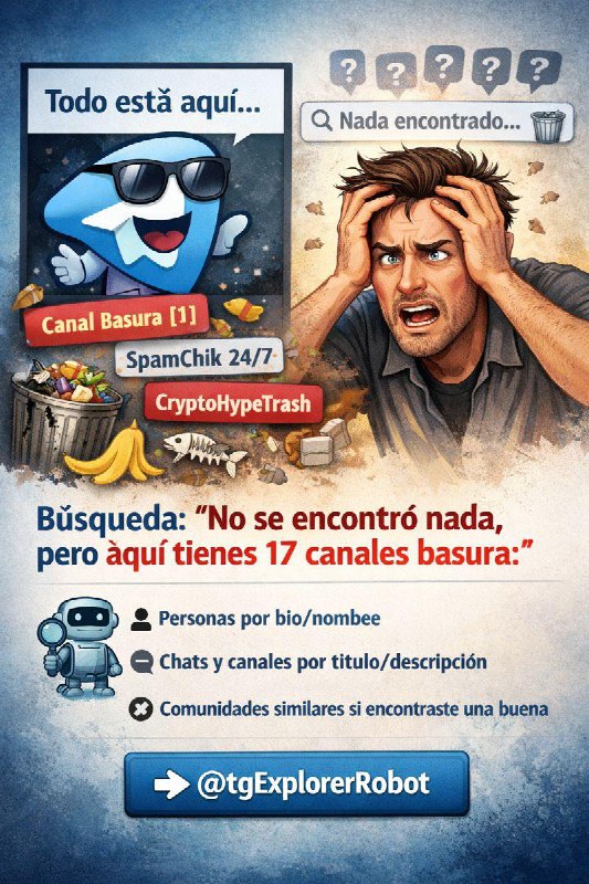 Telegram: “ahí está todo”. Búsqueda: “no se encontró nada, pero aquí tienes 1...